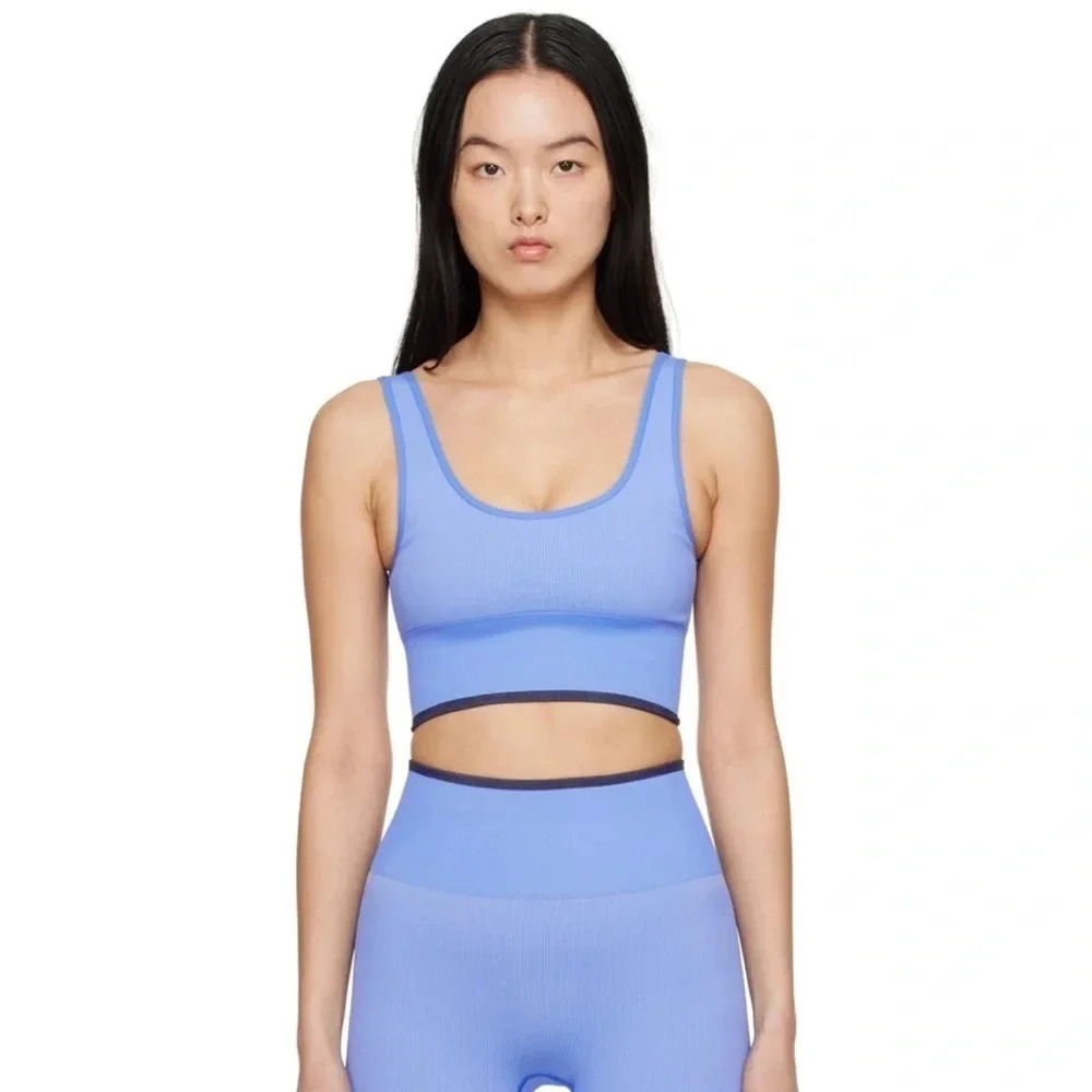 Outdoor Voices Seamless Rib Long Line Bra XXS in Nebula (Periwinkle) Sports